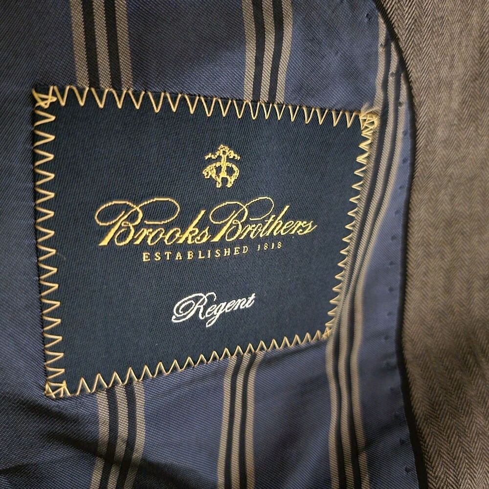 Brooks Brothers Regent Mens Blazer Herringbone Size 41L Wool Gray Luxury - Picture 6 of 11